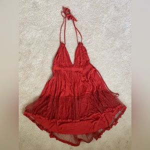 Open back layered halter dress